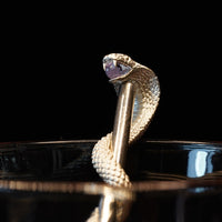Amethyst Cobra Swizzle Stick in Sterling Steel