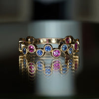 Tiny Bubbles Ruby/Sapphire Stacker Ring