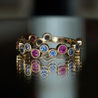 Tiny Bubbles Ruby/Sapphire Stacker Ring