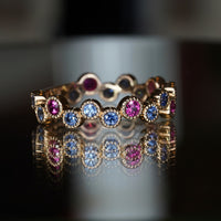 Tiny Bubbles Ruby/Sapphire Stacker Ring