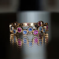 Tiny Bubbles Ruby/Sapphire Stacker Ring
