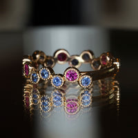 Tiny Bubbles Ruby/Sapphire Stacker Ring