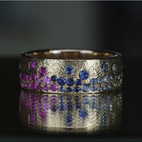 Raindrop Ring - Rainbow Sapphires (5 Mm Wide Band)