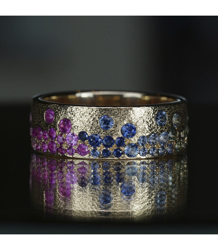 knal kust dok Raindrop Ring - Rainbow Sapphires (7 Mm Wide Band) – Grand Cru Jewelry