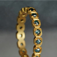 Rustic Squares Blue Diamond Eternity Ring