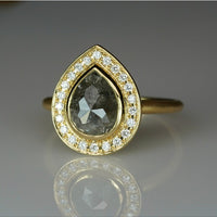 Salt & Pepper Diamond Halo Rings