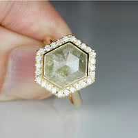 Salt & Pepper Diamond Halo Rings