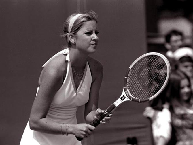 Chris Evert playing tennis.