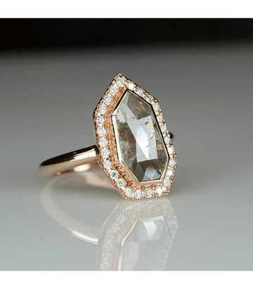 Salt & Pepper Diamond Halo Rings