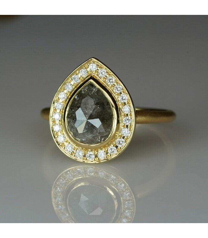 Salt & Pepper Diamond Halo Rings