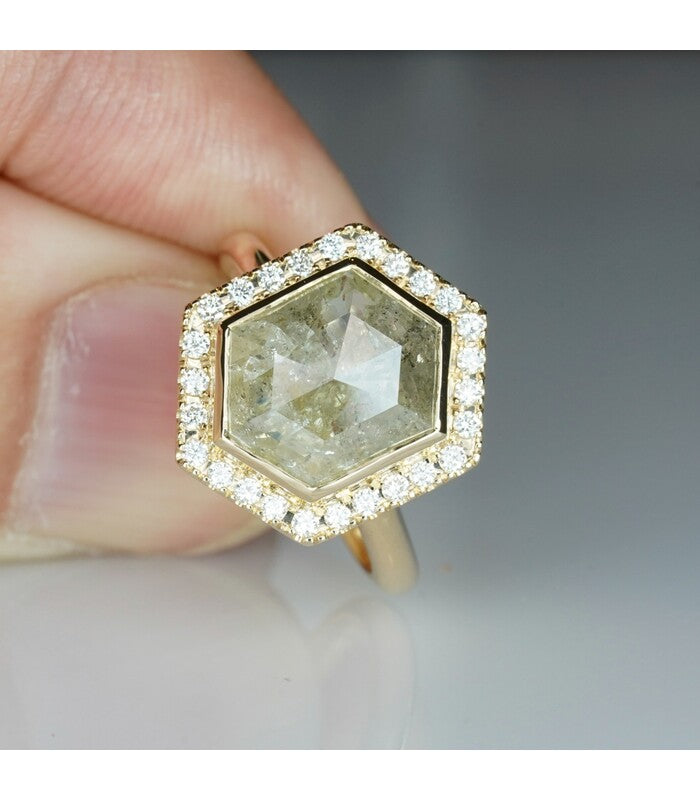 Salt & Pepper Diamond Halo Rings