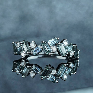 Teal 'Firesnap' Sapphire/Diamond Ring